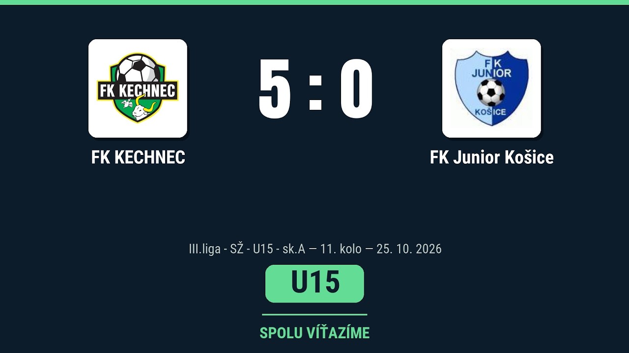 U15 - 11. kolo: FK KECHNEC — FK Junior Košice (nedela, 25. 10. o 09:00)