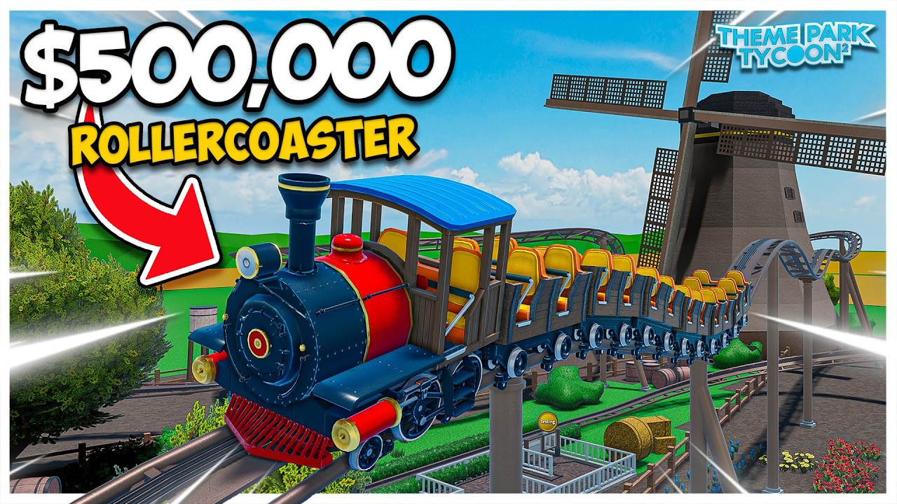 Spending $500,000 To build POWERED COASTER in Theme Park Tycoon 2