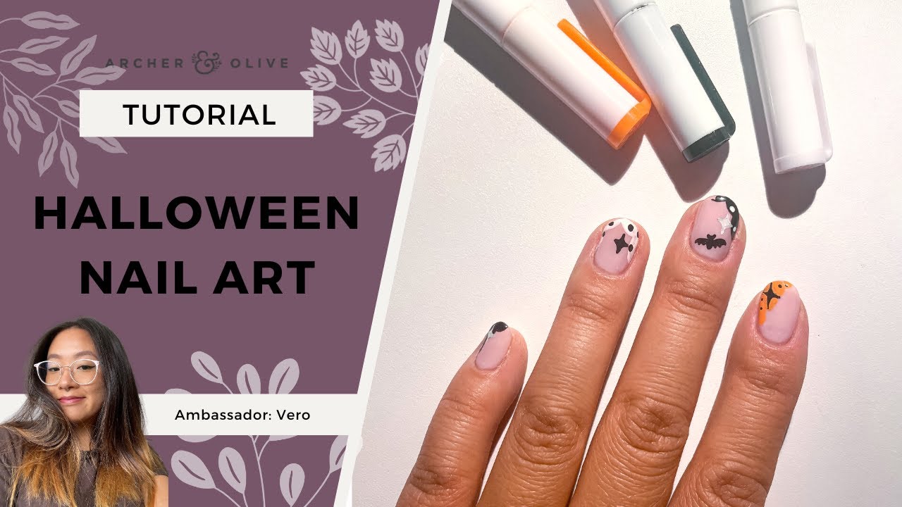 Easy Halloween Nail Art using Paint Pens 