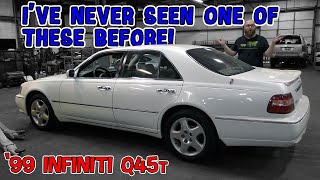 I've never seen one of these before! First time a 99 Infiniti Q45t enters the Car Wizard's shop