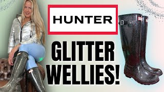 Styling My Glitter Hunter Wellies ✨🖤 | Boots, Pairadize Leggings & Silver Puffer Jacket 
