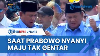 Momen Prabowo Subianto Nyanyi 'Maju Tak Gentar' seusai Orasi saat Kampanye Akbar di GBK