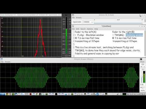 QRQ CW over 100 wpm - FLdigi's BLACKMAN raised cosine verses TWQRQ's HAMMING raised cosine - 117 wpm