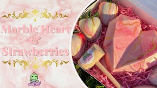 How To Marble Strawberries & Breakable Heart Step By Step