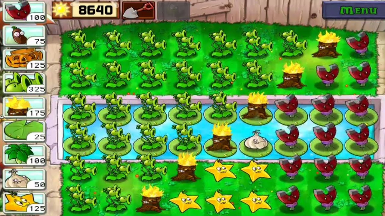 Plants vs Zombies Last Stand Triple peaters, Stars, shrooms