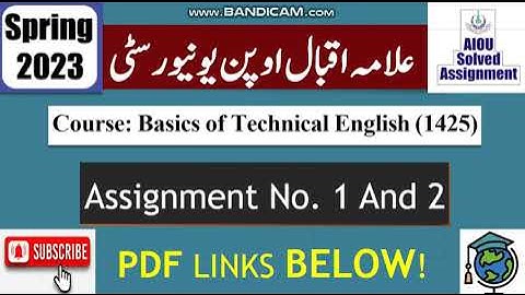 ⏩ AIOU Code 1425 Solved Assignment No.1 & 2 Spring 2023 || Subject: English – III || Level: BA/B.Com