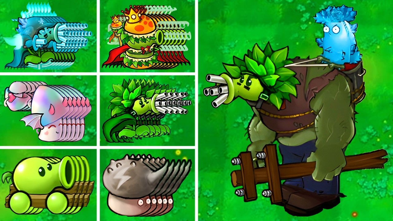 PVZ 1 Hybrid Challenge - 1 All Legendary Hybrid Plants Vs 1 Machine Gun Gargantuar - Who Will Win?