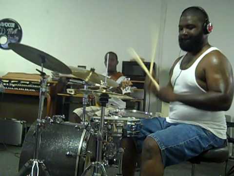 D Mott on Drums at Rehearsal