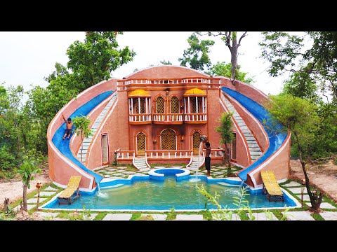 Build Most Wonderful Mud Villa, Twin Water Slide, Gorgeous Swimming Poolx Pool Top Villa