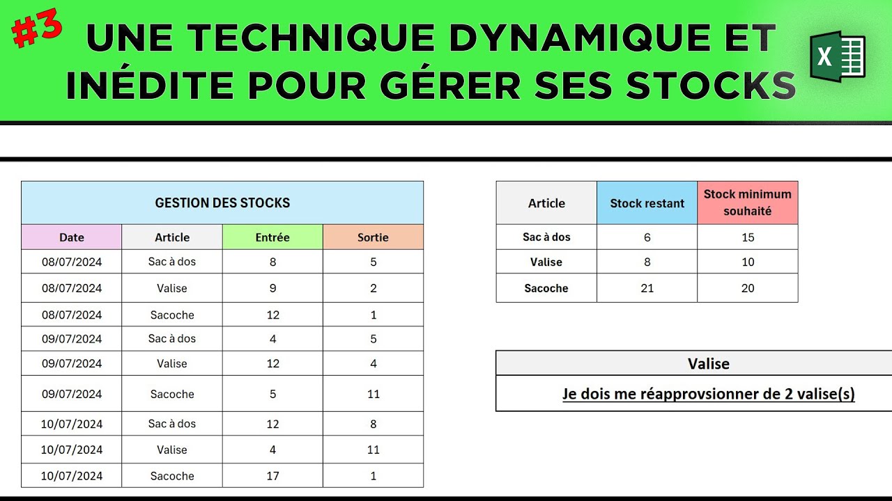 #3 Comment je gère mes stocks sur Excel ? - Une technique inédite pour chiffrer son stock restant