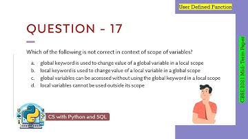 Question - 17 | Class 12th CBSE 2021 Computer Science Mid-Term Paper | User Defined functions
