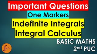 2nd PUC Basic Maths: Important Questions Indefinite Integrals - Integral Calculus 1 Markers Class 12