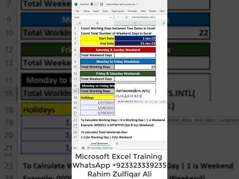 Count Weekends or Working Days Between Two Dates in #Excel | 0 = Include | 1 = Exclude #shorts