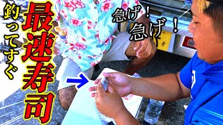 早すぎ!凄い記録が出ました!釣って最速で捌いて握るお寿司【フカセ部門】