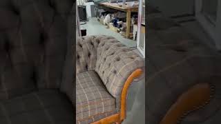 luxury Tweed & Leather Chesterfield Sofa and Chair - All UK Delivery 🚚 #sofa #couch #sofaset #uk