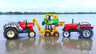 Muddy Auto Rickshaw And Truck Accident Train Help Toy Crane And Water Jump Muddy Cleaning | Mud Toys