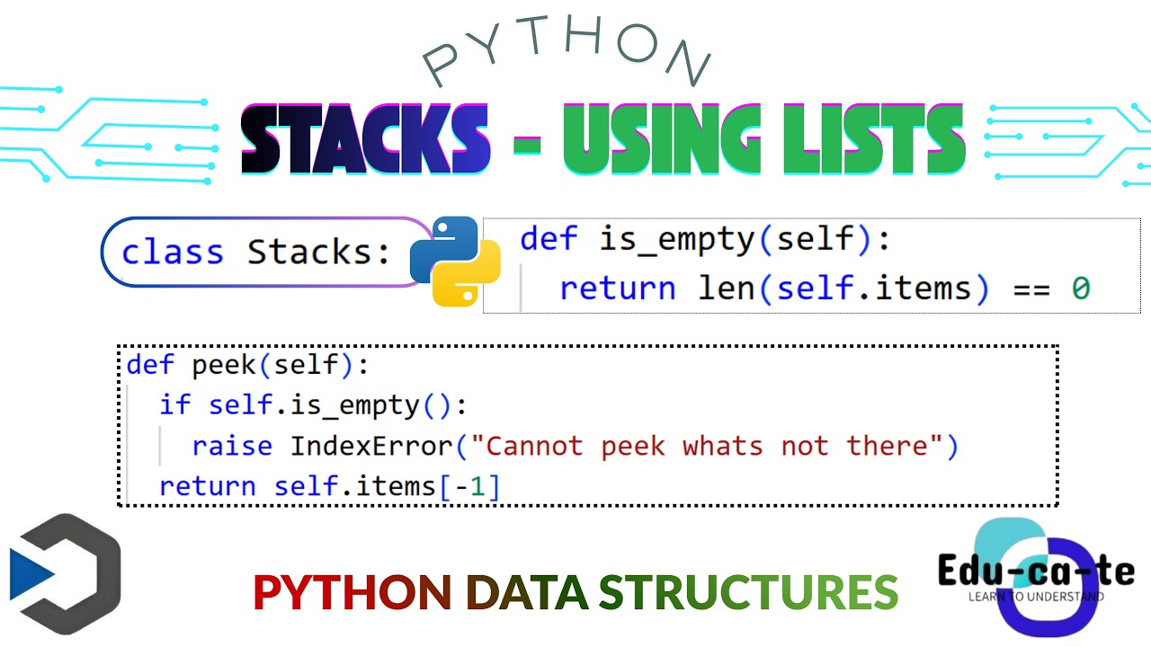 Stacks Lists Implementation - Python Data structures - YouTube