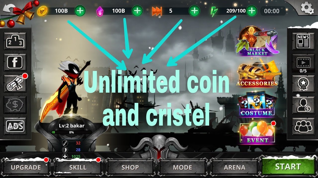 Stickman legend Game mod apk//hack game unlimited Gold & gem