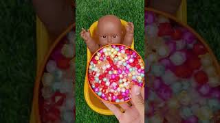 4 Minutes Satisfying Video Mixing Funny Candy ASMR & Make Up in 3 Bathtubs with Magic M&M's Slime