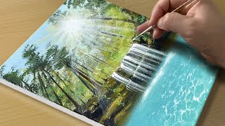 Waterfall Painting / Acrylic Painting for Beginners / STEP by STEP