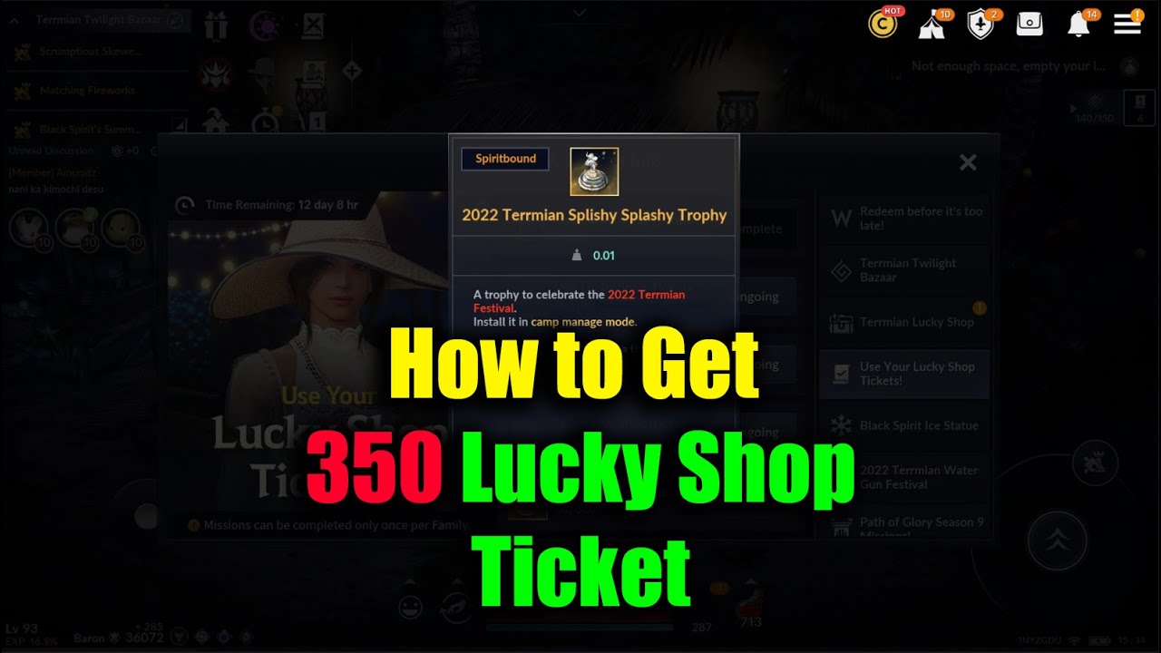 Black Desert Mobile How to Get 350 Lucky Shop Ticket YouTube