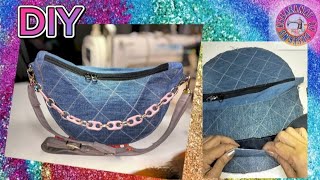 DIY DUMPLING QUILTING BAG from OLD JEANS #sewingtutorial #sewingprojects