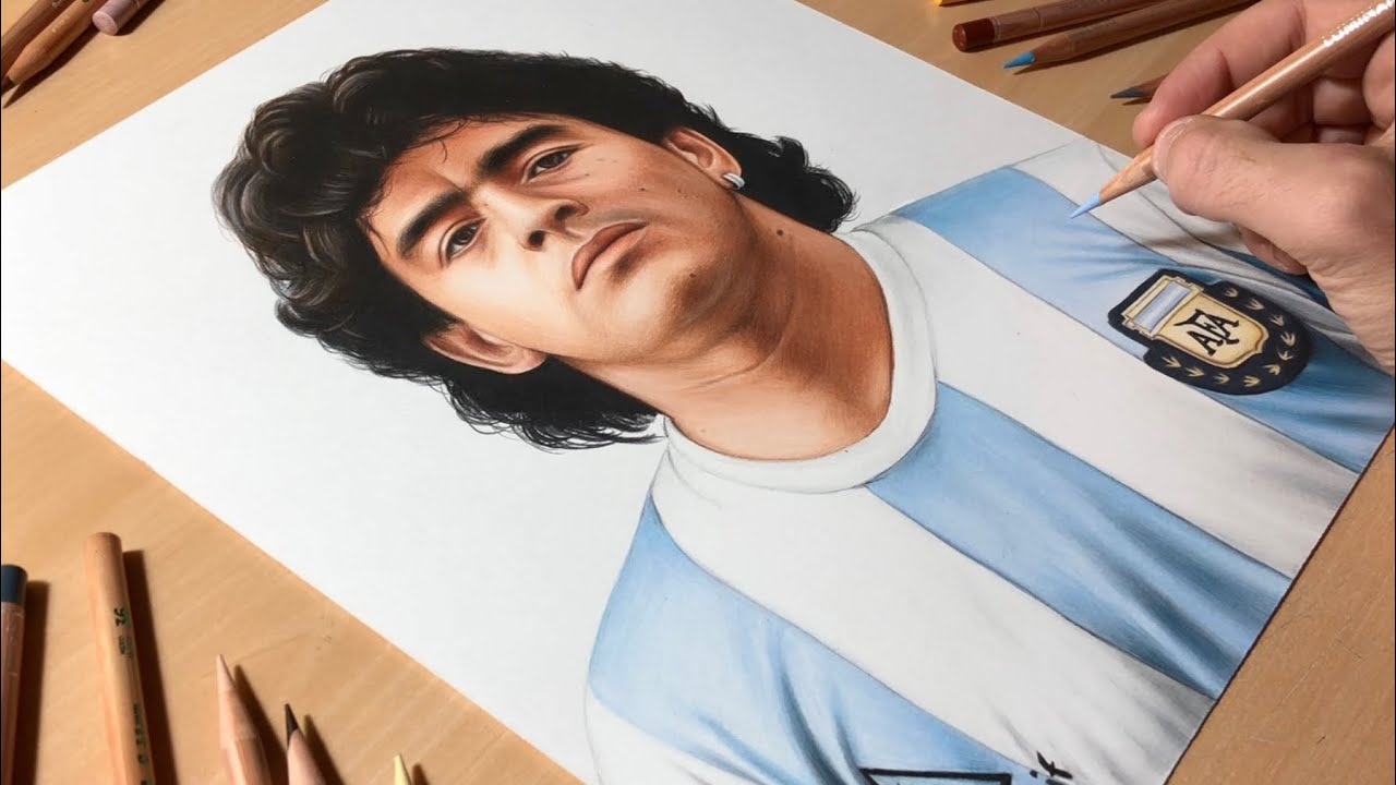 Learn How to Draw Diego Maradona Footballers Step by Step  Drawing  Tutorials