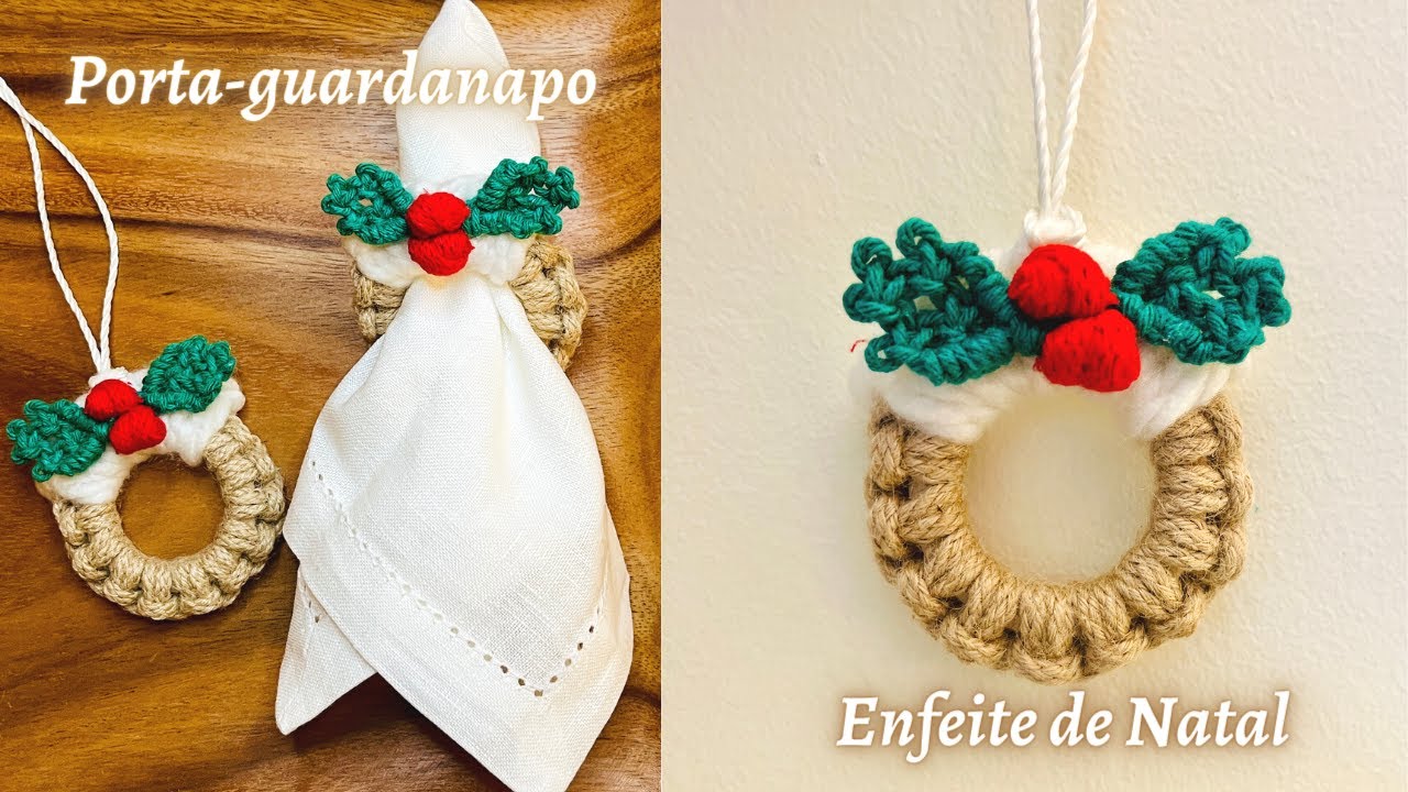 Porta-guardanapo e Enfeite de Natal em Macramê 🎄