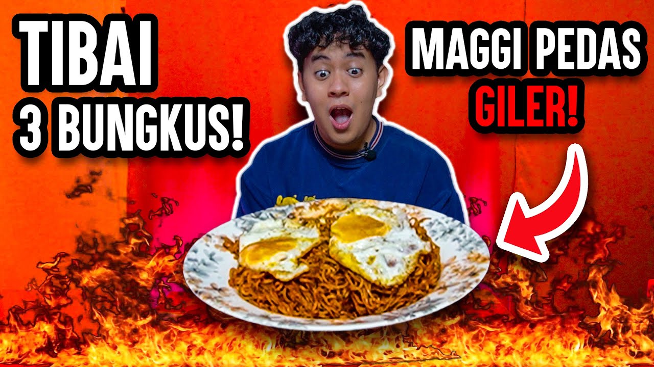 AKU TELAN MAGGI PEDAS GILER 3 BUNGKUS! *MUKBANG*
