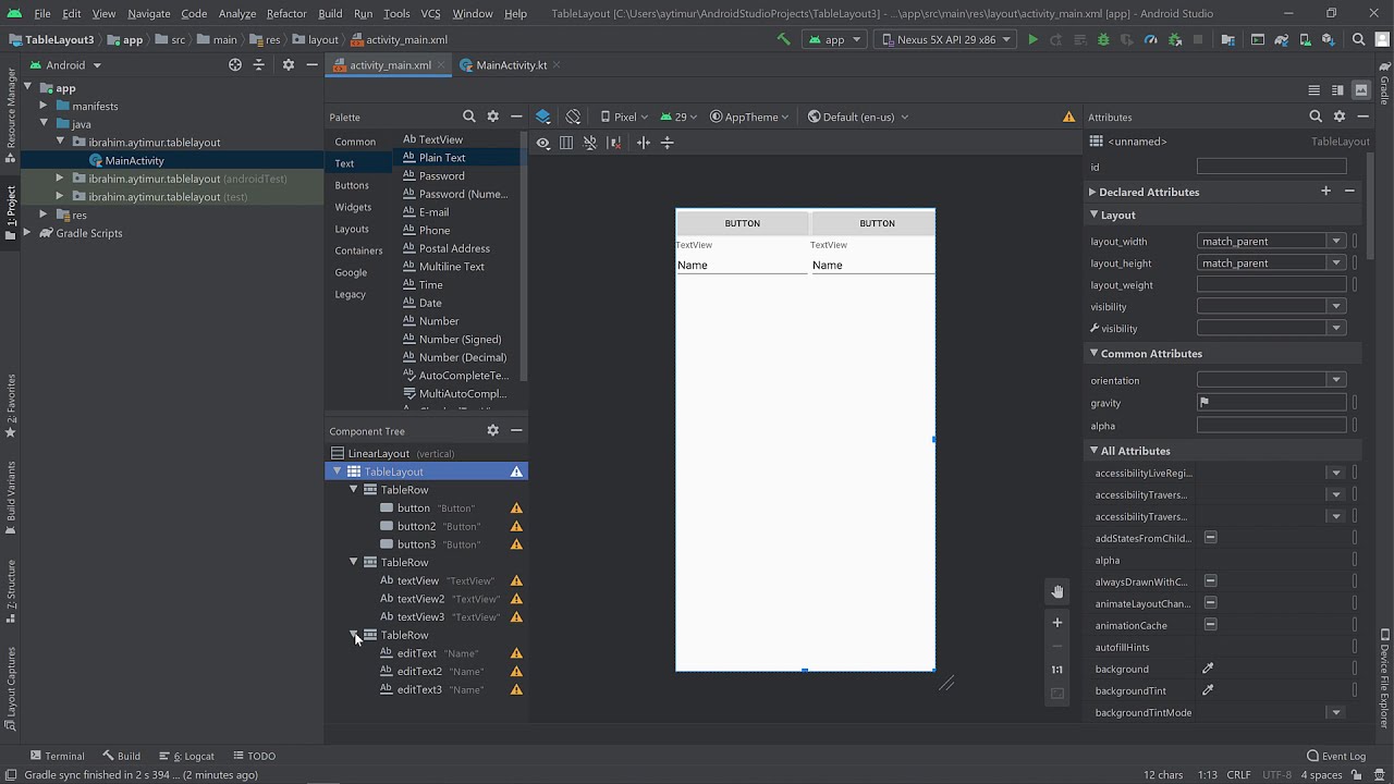 12. Android Studio ile TableLayout Kullanımı - YouTube