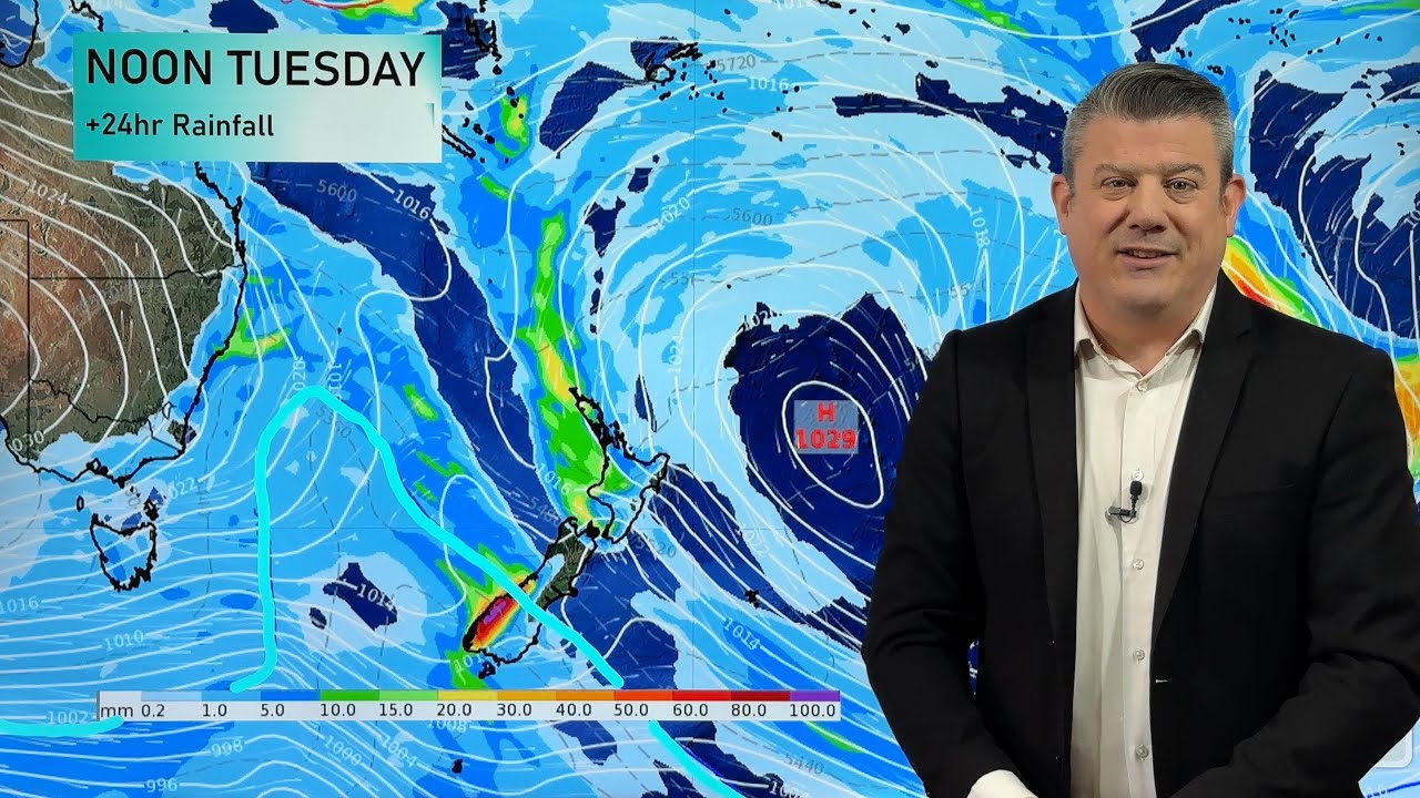 NZ: Windy westerlies won't quit - and who gets the rain this week - YouTube