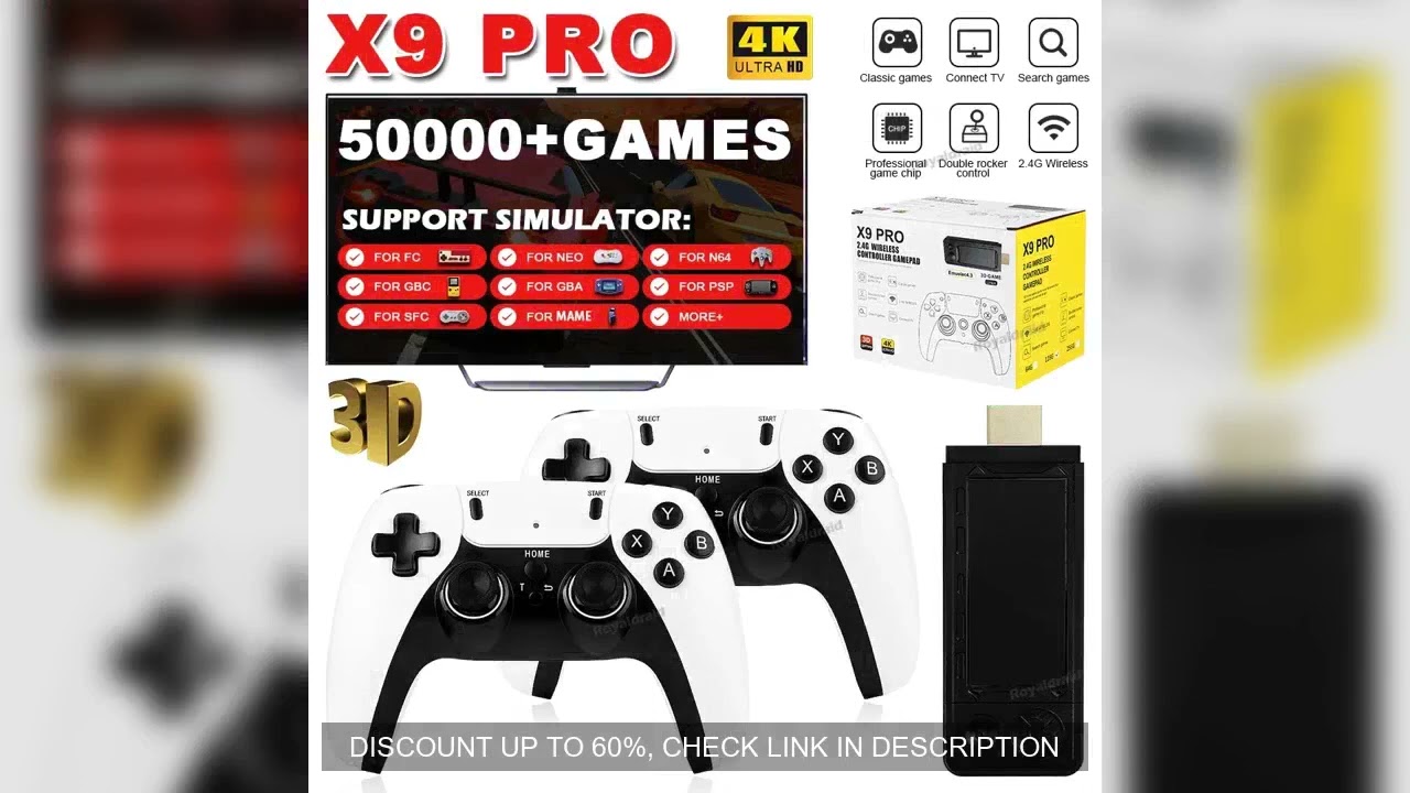 128G 256G X9 PRO GameStick 4KHD TV Video Game Consol 3D Games For PSP/PS1/N64/NDS 40+Simulators Retr
