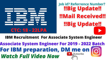 IBM Recruitment 2021 For Associate System Engineer / IBM Mail received / Preparation / #job