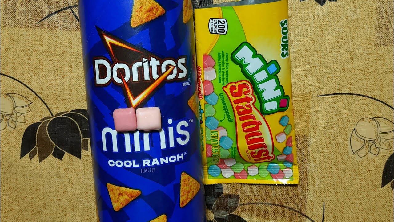 Мини-чипсы Doritos Cool Ranch Starburst со вкусом вишни и клубники, сэндвич-чипсы