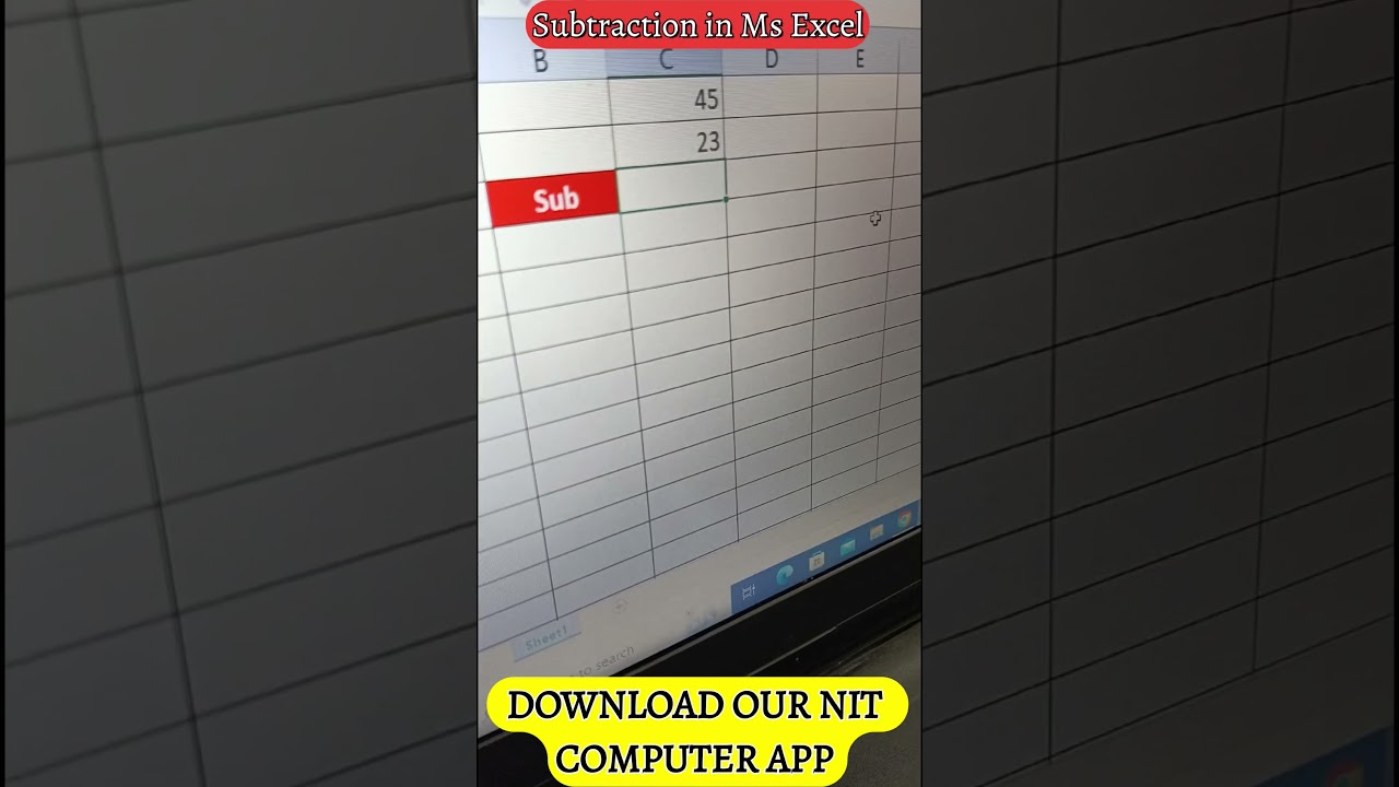 ⁣Excel में Data को Minus कैसे करें। #nitcomputer #nit #computershorts #exceltips #excelshorts #viral