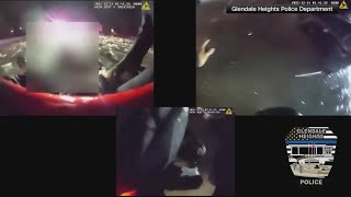 Bodycams show dramatic rescue after car crashes into frozen pond