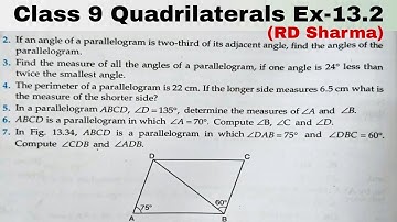 RD SHARMA EX 13.2 Q1 to Q10 Solutions for Class 9 Maths Chapter 13 Quadrilaterals