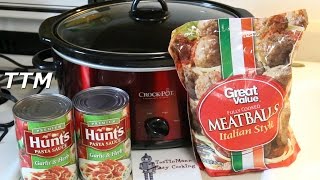 Spaghetti and Meatballs in the Crock Pot Slow Cooker~Walmart Italian Style Meatballs Review