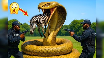 Real-life heroes save a helpless zebra from a giant cobra snake attack🐉