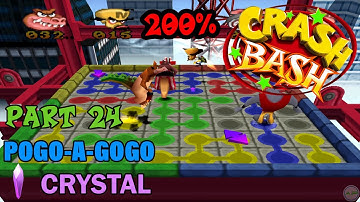 Crash Bash - 200% Walkthrough - Part 24: Pogo-a-Gogo (Crystal Challenge) - 1080p 60 fps