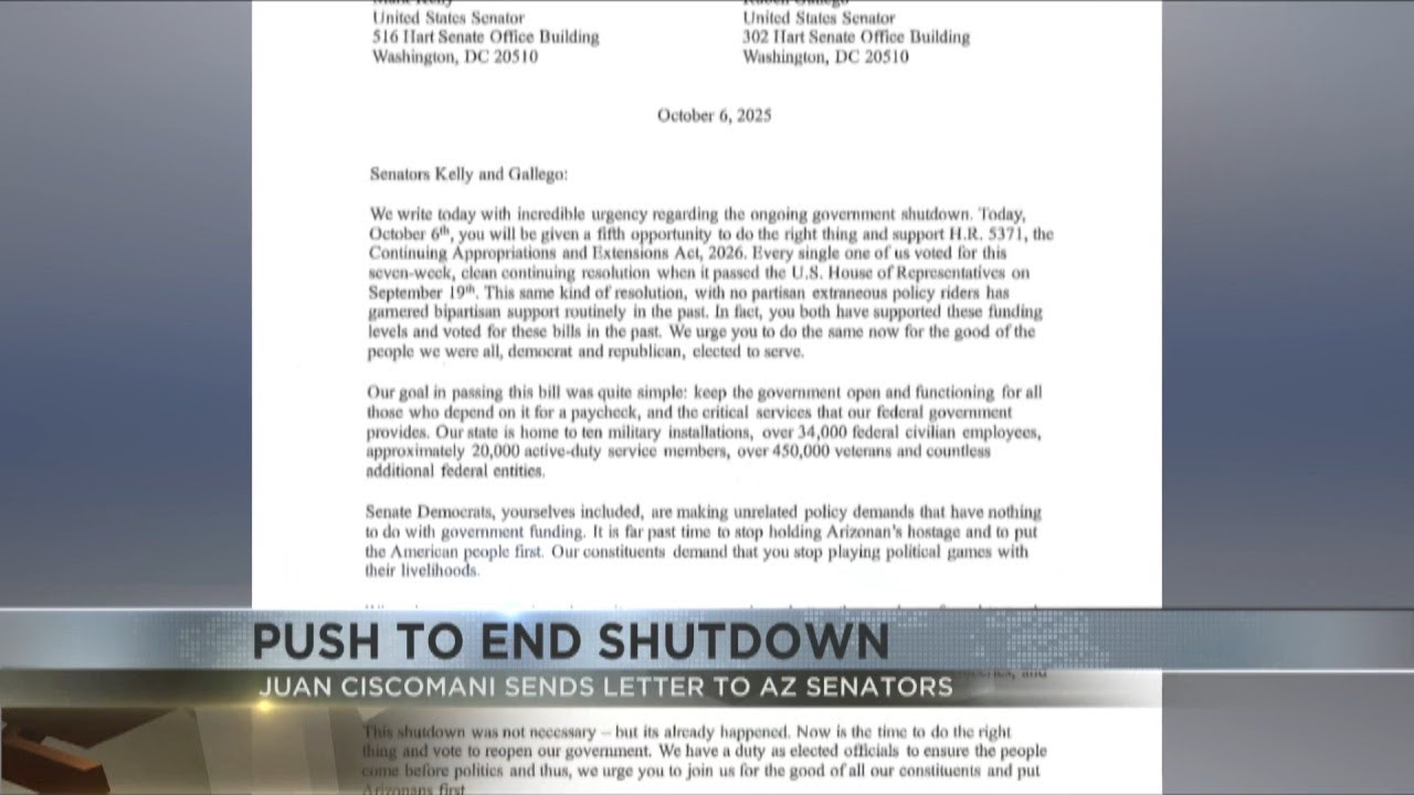 Ciscomani sends letter to AZ Senators pushing to end government shutdown