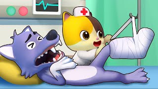 Big Bad Wolf Got Hurt | Doctor Cartoon | Boo Boo Song | Kids Songs | Kids Cartoon | BabyBus Arabic