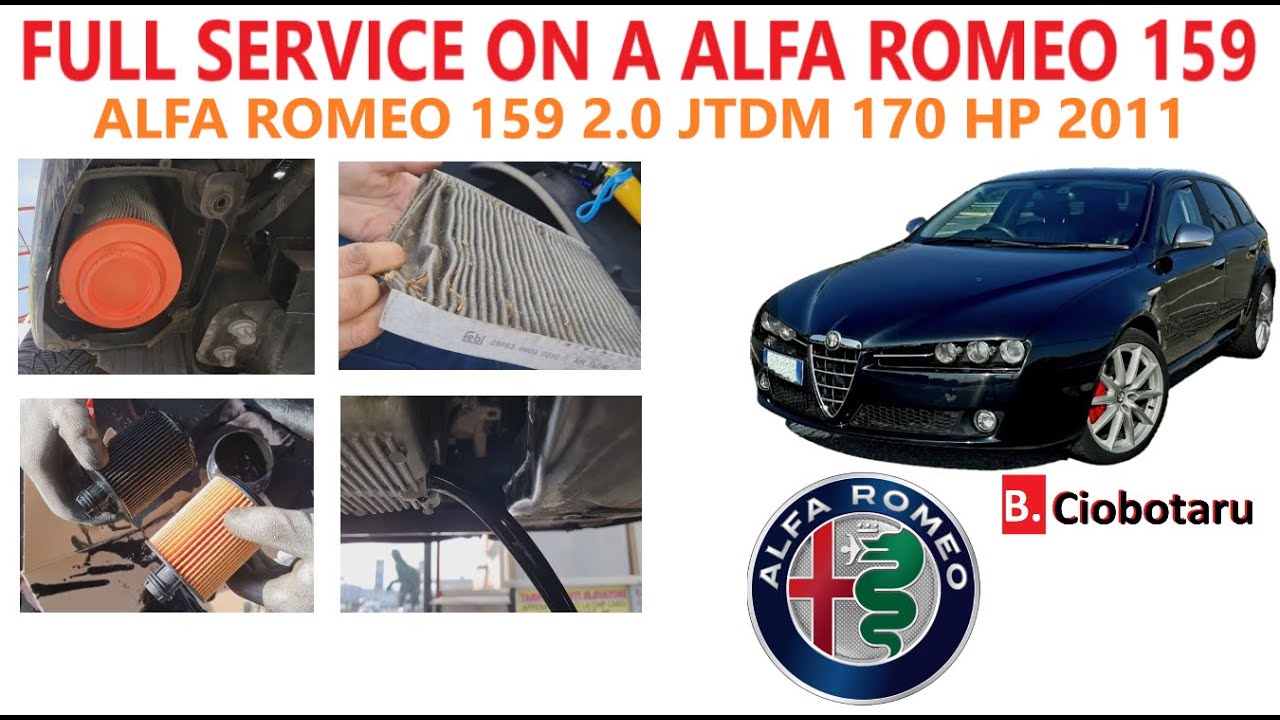 Full service on ALFA ROMEO 159 replacing pollen filter, air,fuel, oil  filter 