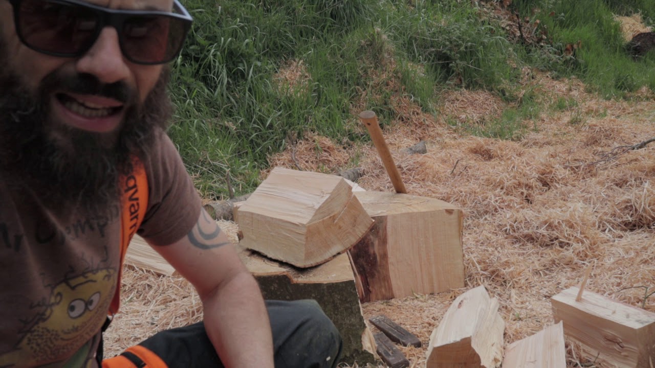 Splitting Big Rounds with Steel Wedges - YouTube