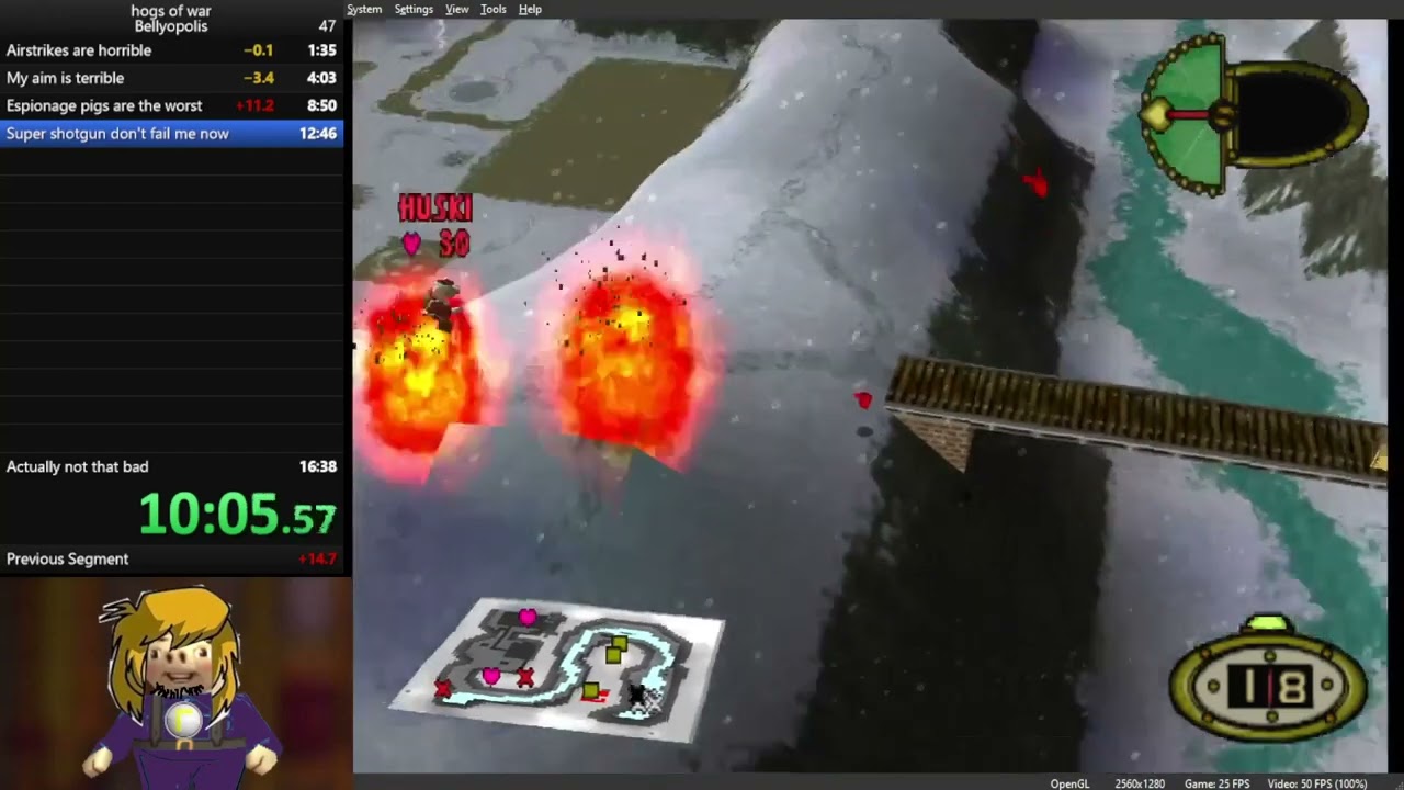 Hogs of war Bellyopolis speedrun Retimed to (16:36:680)