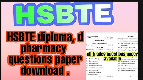 #Hsbte#exam HSBTE questions paper.