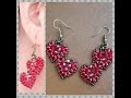 Twin Hearts Beaded Earrings How to make DIY Beading Tutorial using Superduo and Fire Polish