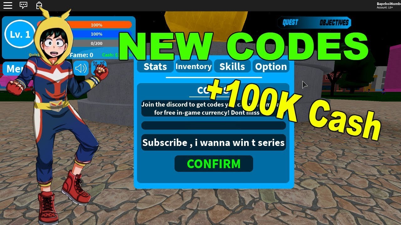 100000 Cash New Codes Boku No Roblox Remastered Roblox Mha Game Youtube - 100k new code boku no roblox : remastered