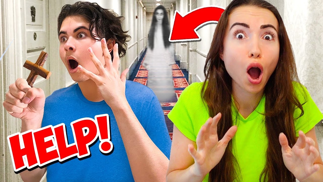 I spent 24 HOURS in a HAUNTED HOTEL! (Overnight Challenge) - YouTube