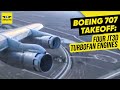 Must hear boeing 707 takeoff four jt3d turbofan engines giving their best  loudest airclips